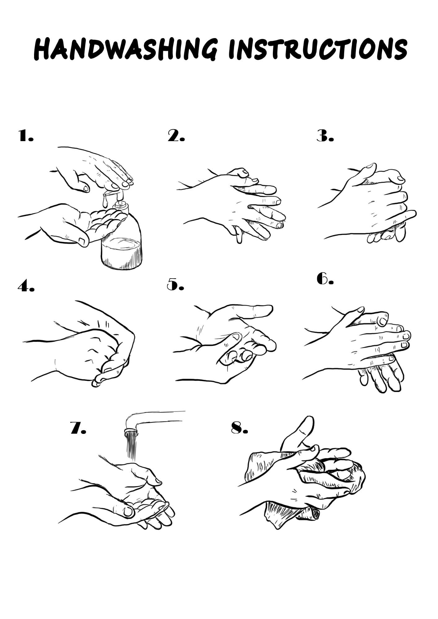 Hand Wash Procedure Illustration